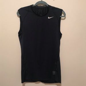 Nike Pro Dri Fit Fitted Navy Blue Tank